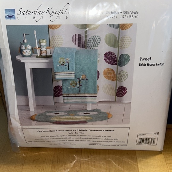 NIB Saturday Knight Limited Tweet Fabric Shower Curtain 70x72​​​​ - Picture 2 of 3